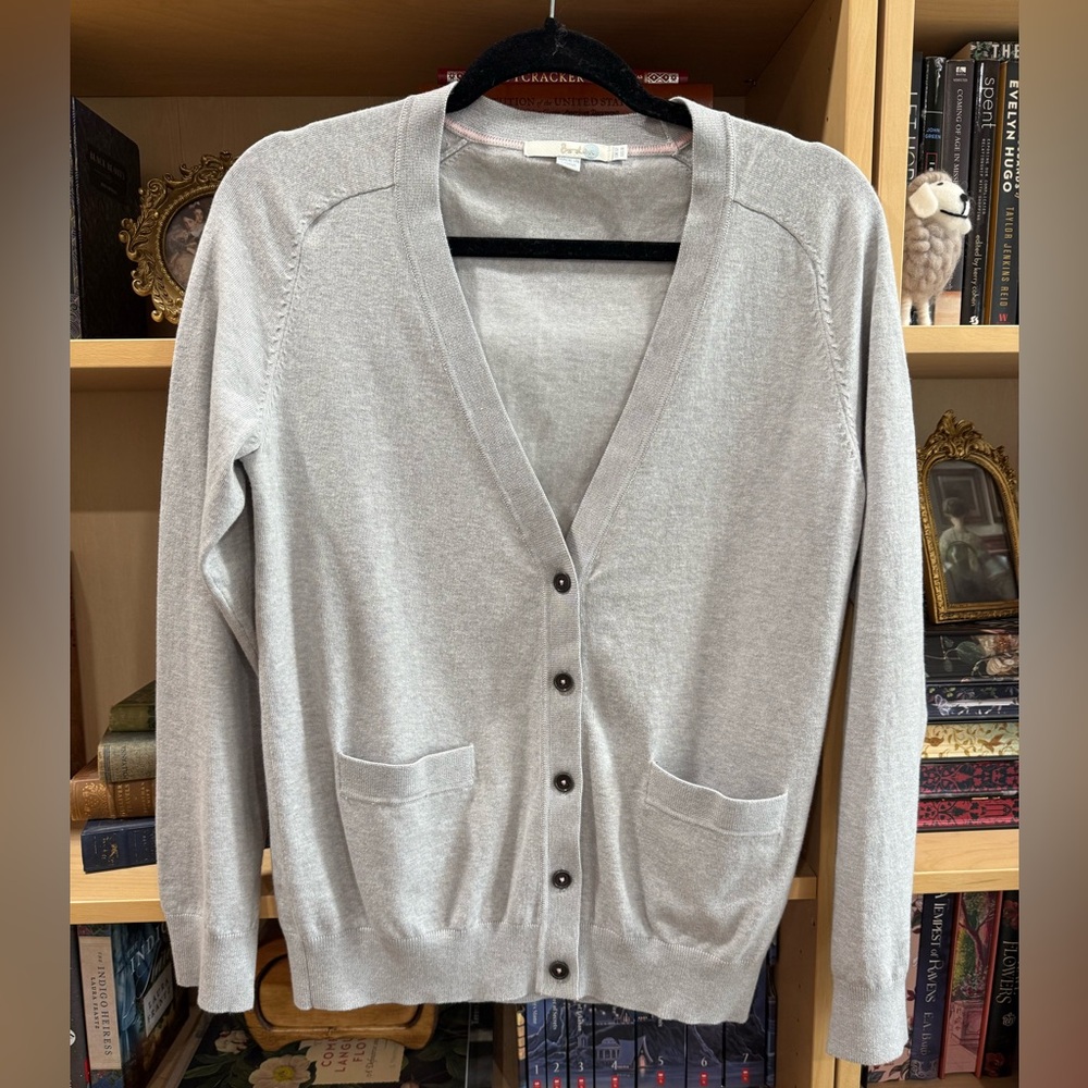 Gray Boden Cotton Cardigan Sweater